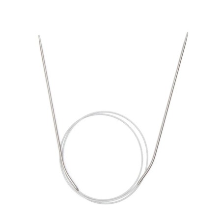 The knitting needles are circular, metal, 80 cm/2.0 mm