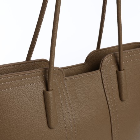 Bag Female Tout with zipper, beige color-3