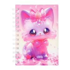 Notebook Gift Book on the comb 80l, line, color block, PVC Cat cover 3D (17.6x13.5cm) 105