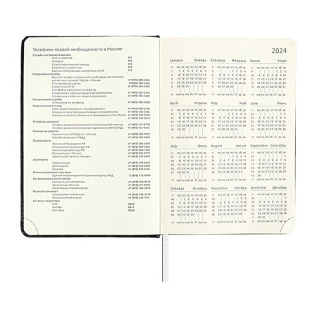 Dated diary 2024 A5 176 sheets, Devente.grande, firm artificial leather cover, stamping foil, lies, cream block 70 g/m2, black-7