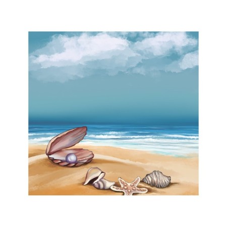 Organizer in a bath on suction cups “A shell with pearls on the sand”, for storing toys and trifles, size 33x39 cm-1