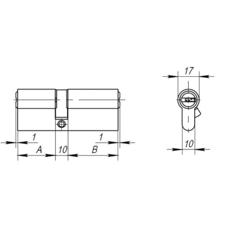 Ax200.80 mm cylinder mechanism, 30x10x40, 5 keys, chromium color-1