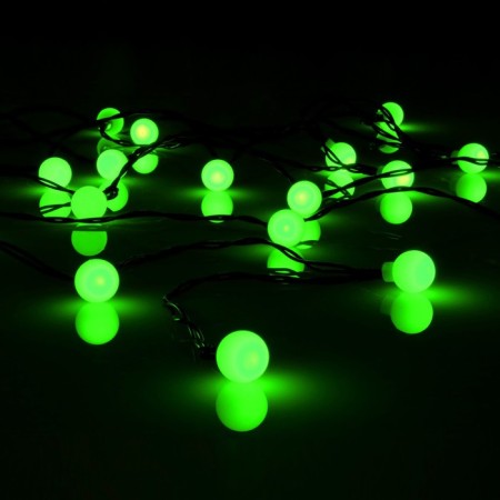 Garland “thread” 4.5 m with nozzles “balls”, IP44, dark thread, 30 LED, green glow, 2 modes, solar battery-2