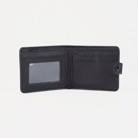 Men's purse on the button, a department for bills, for cards, black color-3