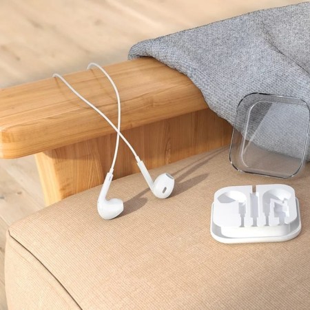 Headphones Borofone BM30 Max Acoustic, inserts, microphone, Lightning, 1.2 m cable, white-5