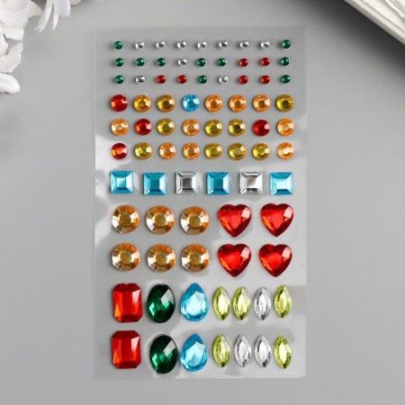 Sticker of rhinestones plastic "Gems" mix 19x8 cm-1