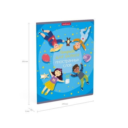Notebook for recording foreign words, 48 ​​sheets in the Erichkrause Friendship cage, three columns: word, transcription, translation, mix-8