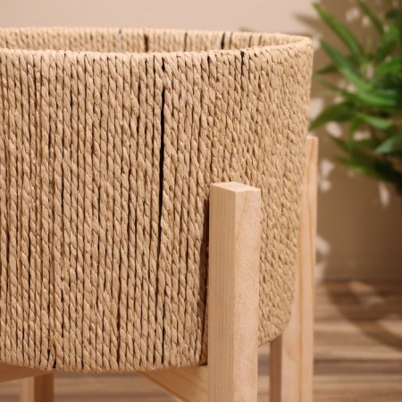 A set of wicker pots, 3 pcs, 29x29x22 cm, col. Dark beige-3