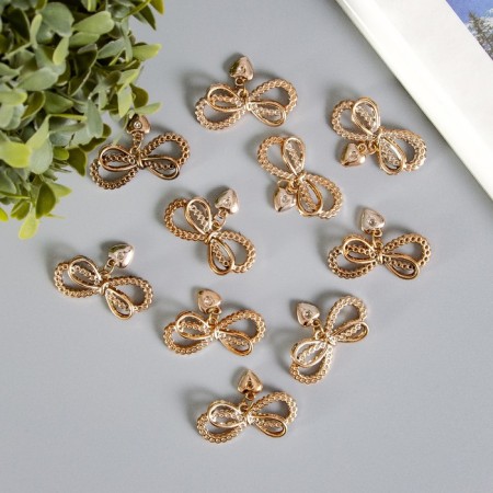 Decor for creativity plastic "Double bow with heart" set 10 pcs 4.5x3.3 cm-2