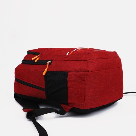 A backpack with a zipper, 2 external pockets, burgundy color-4