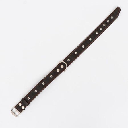Combined dimensionless collar, leather/tarpaulin, 65 x 3.5 cm, Osh 31-61 cm, brown-2