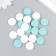 Beads for creativity wood "flat circle" set 20 pcs white, turquoise 0.4x1.5x1.5 cm
