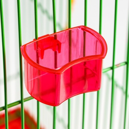A bowl for birds with a mount to the rods 5x3.5 cm, red-3