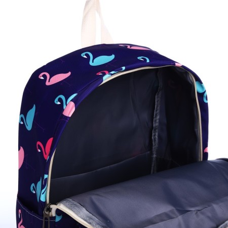 School backpack of textiles on a zipper, 3 pockets, pencil case, color violet-7