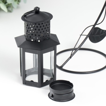 Summary metal, glass 1 candle "flashlight" suspended black 25.5x10x12 cm-2