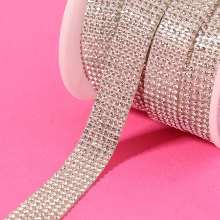 Rhound rhinestones, d = 2 mm, width - 14 mm, 4.5 ± 0.5 m, silver color-1