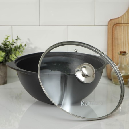 Kazan "Tradition", 4.5 l, glass cover, cast handles, anti -stick coating, black color-1