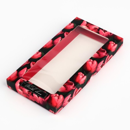 Chocolate box "Tulips", with a window, 9.4 x 1.7 x 18.4 cm