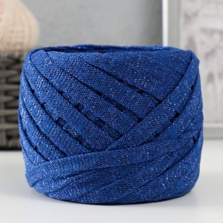 Knitted yarn "Ribbon" with Lurex 85m/170 ± 5 g (sapphire, lurex: cobalt)