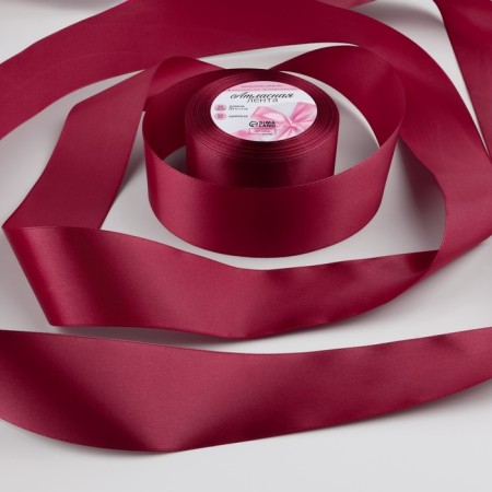 Satin tape, 50 mm × 23 ± 1 m, color raspberry-red No. 134