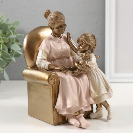 Polystone souvenir "Cozy evening with grandmother behind the book" 12.5x10.5x15.5 cm-1