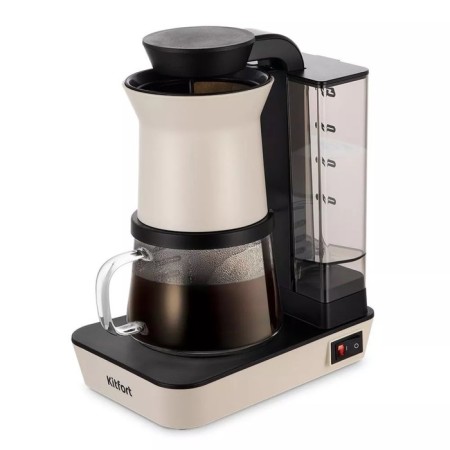 Coffee machine KitFort KT-7190, drip, 680 watts, 0.48/0.4 l, beige-black