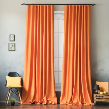 Set of curtains "Billy", size 170 x 270 cm - 2 pcs, grab - 2 pcs, color orange color