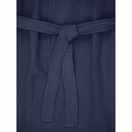 Essential bathrobe, multilayer muslin, size S, dark blue color-8