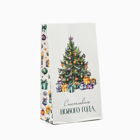 A package without the handles of "Happy New Year", Christmas tree 10 x 19.5 x 7 cm, New Year-1