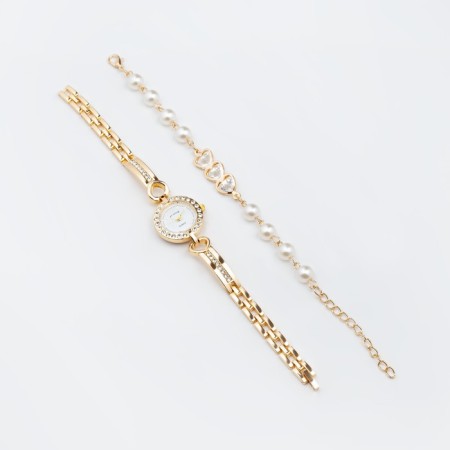 Women's gift set "Maiomi" 2 in 1: wrist quartz clock, bracelet, d-2.5 cm-1