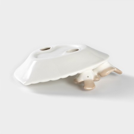Ceramic serving dish "Doves on a leaf", 13 × 13 × 2 cm, white color-3
