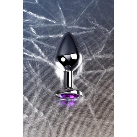 Anal plug with the Toyfa Metal rhinestone, silver, amethyst, 8 cm, d = 3.4 cm-7