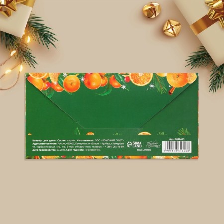 The envelope for the money "Wonderful New Year", tangerines, 16.5 x 8 cm, New Year-3