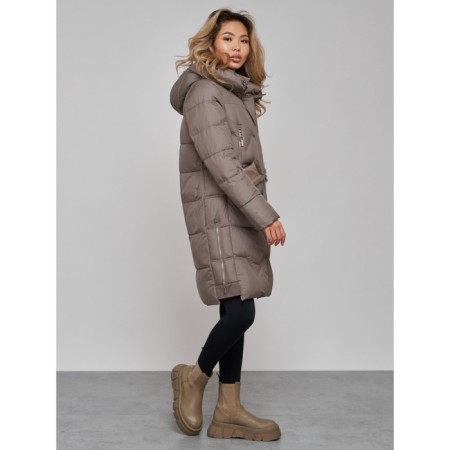 Coat insulated winter female, size 52, brown color-22