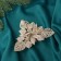 Christmas tree decoration "Flowers with luster leaves" (set 2 pcs) on clamps, 10.5x13 cm, gold