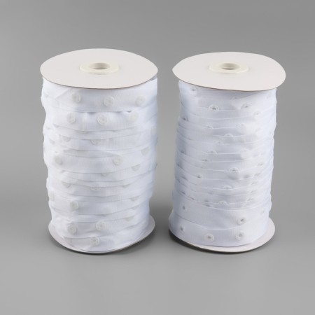 Braid with buttons, 25-25-50 mm, 17 mm × 45 ± 1 m, white color-6