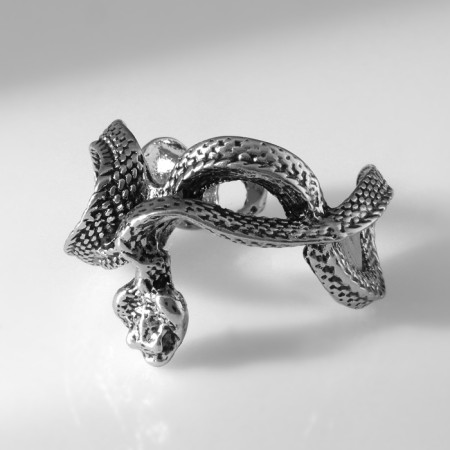 New Year! Symbol of the year 2025! Ring "Snake" Block, Color Black Silver, Directive-1