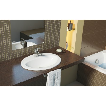 The built -in sink Cersanit Calla 54, on the countertop, round, 1 ed., White-2