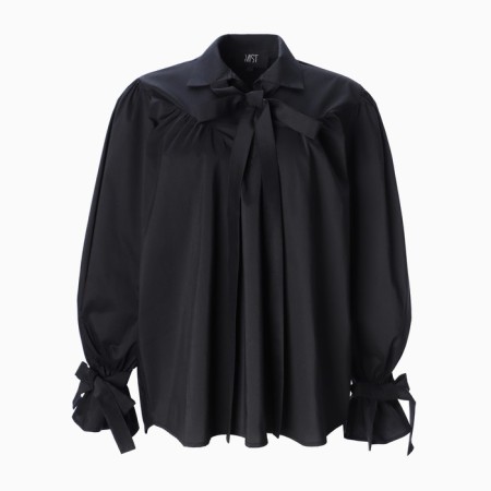 Women's shirt with ribbons MIST, size 46, black-7