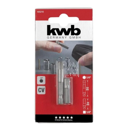 KWB adapters for end heads, 1/4 "x30/50 mm, steel CRV-1