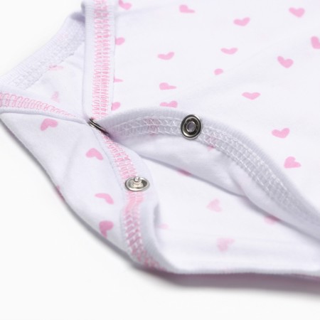 Body baby with short sleeve, white color/hearts, height 80-3