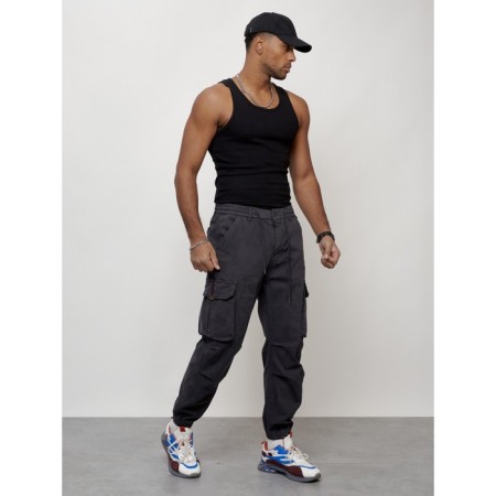 Cargo jeans men, size 44-46, dark gray color-10
