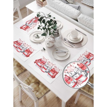 Set of napkins for setting the table "Three Pigs", rectangular, size 32x46 cm, 4 pcs-1