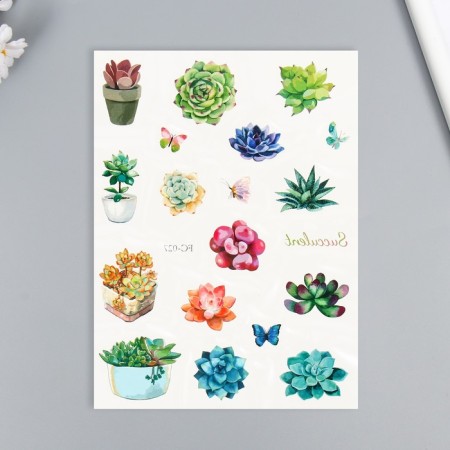 Tattoo on the body color "butterflies/succulents" MIX 24x14.5 cm-1