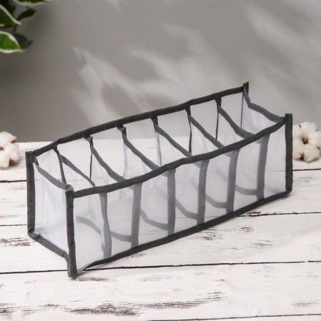 Organizer for storage of underwear "Pollen", 7 cells, 32 × 12 × 12 cm, color gray color-1