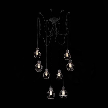Suspended EVOLUCE lamp. SL192.303.08. RETE. 8x60 watts, e27, 16 cm, black color-2