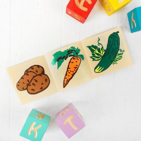 Wooden cubes "Vegetables" 4 elements, volume-6