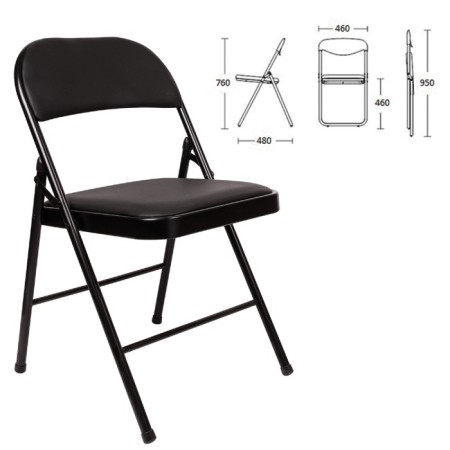 Folding Brabix "Golf Plus CF-003 Comfort", black frame, black leatherette