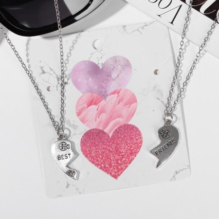 Kulons "Demetrons" Heart with characters, color silver, 45 cm-1