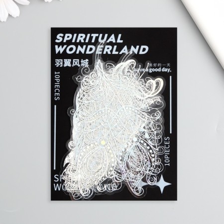 Stickers for creativity "Holography. Feathers" d = 10 cm set 10 pcs 0.2x14x11 cm-3